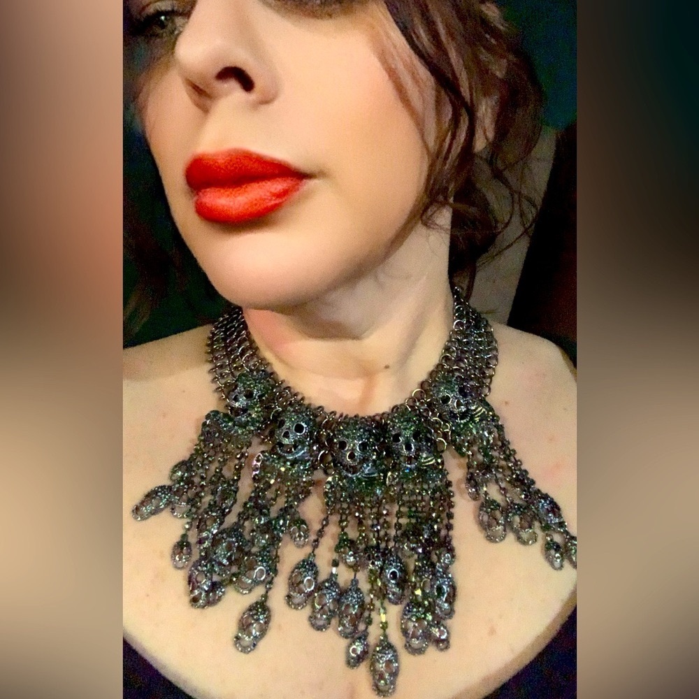 Eye Candy Skull Statement Necklace New With Tags & Box